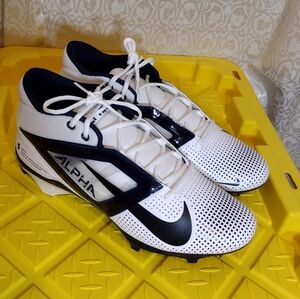 NIKE ALPHA MENACE 4 PRO FOOTBALL MEN'S WHITE NAVY BLUE SIZE 15 NEW NO BOX